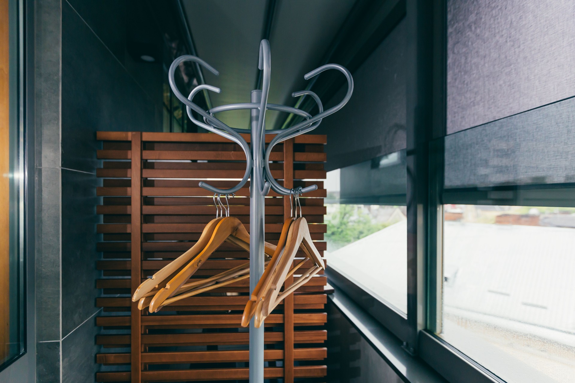 Empty clothes hanger in the hotel restaurant